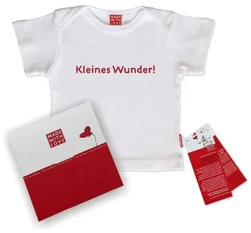 Baby-T-Shirt weiß "Kleines Wunder!", inklusive Geschenkverpackung