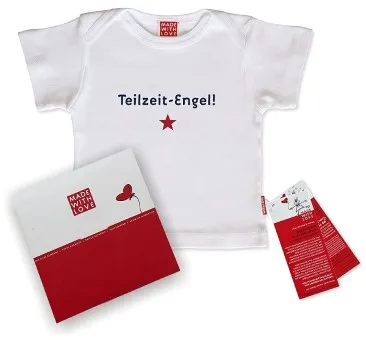Baby-T-Shirt weiß "Teilzeit-Engel!", inklusive Geschenkverpackung