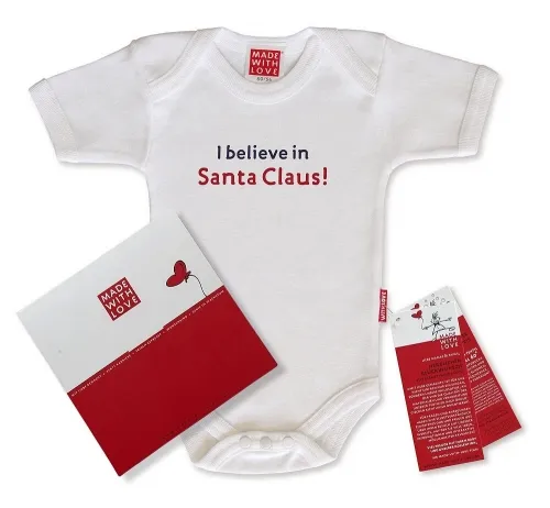 Body Baby weiß, "I believe in Santa Claus!", inklusive Geschenkverpackung