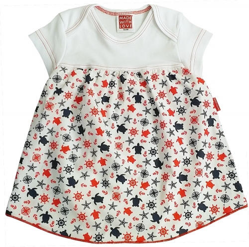 Preview: Babykleid, Bodykleid mit maritimen Rock ♥, inklusive Geschenkverpackung