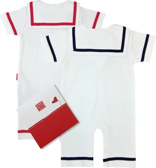 Baby maritim Matrosenanzug Moin für Mädchen und Jungen - mit Matrosenkragen - inklusive Geschenkverpackung