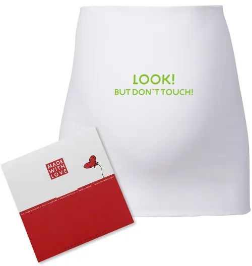 Umstandsmode, Bauchband in 4 Farben "Look! But don`t touch!", inklusive Geschenkverpackung