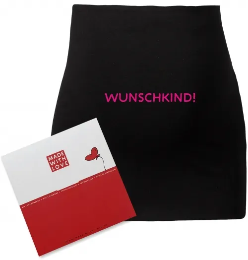 Umstandsmode, Bauchband in 4 Farben "Wunschkind!", inklusive Geschenkverpackung