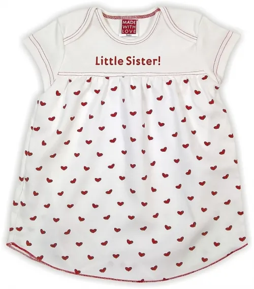 Herz Kleidchen mit Body "Little Sister!", inklusive Geschenkverpackung