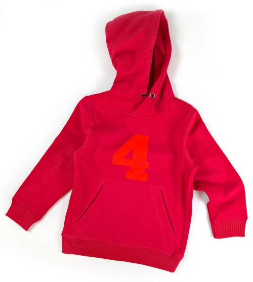 Geschenk 4 jährige Hoodie Kind in blau, rot, türkis