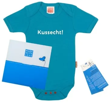 Baby Body türkis "Kussecht!", inklusive Geschenkverpackung