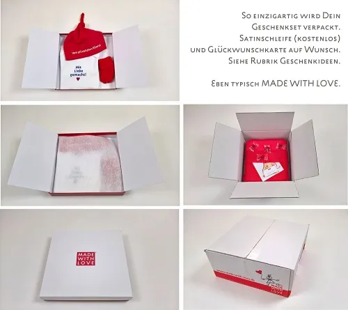 Ahoi Babypaket Mädchen Strampler mit Matrosenkragen und Kopftuch in rot - Tolles Geschenk zur Geburt Mädchen - im Geschenkkarton