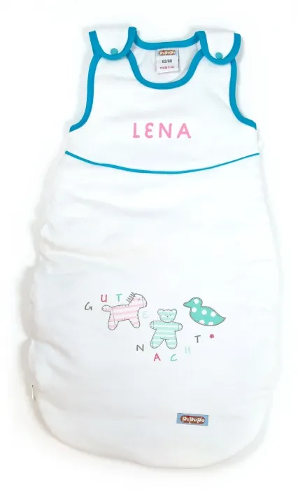 Babyschlafsack mit Namen - Gute Nacht - Manufaktur made in Europe - PIPAPO Schafsack für Säuglinge