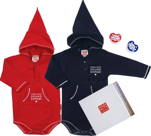 Preview: Baby Geschenkset Perfect new Sound System - mit Langarm Body und Volume Control Schnuller, in Geschenkschachtel