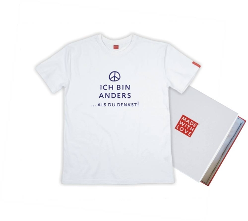 Preview: T-Shirt Herren Ich bin anders... Weißes T-Shirt bedruckt, inklusive Geschenkschachtel
