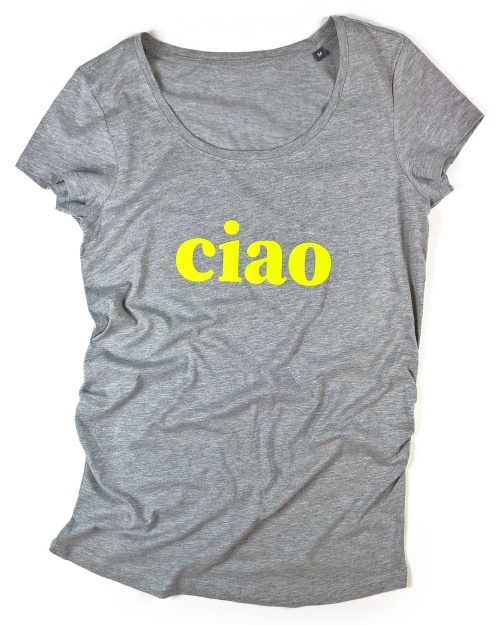 Schwangerschaftsmode T-Shirt Schwanger ciao - in 4 Farben weiss, grau, blau, schwarz