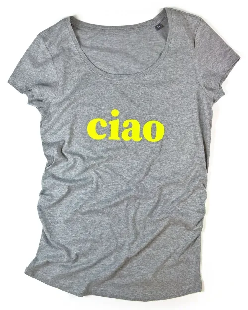 Schwangerschaftsmode T-Shirt Schwanger ciao - in 4 Farben weiss, grau, blau, schwarz