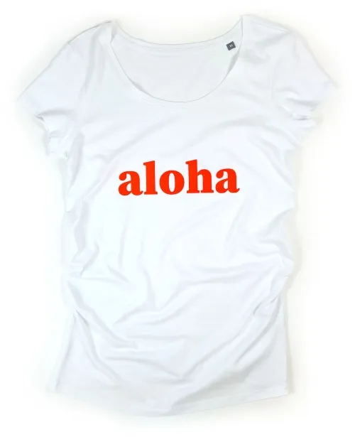 Schwangerschaftsmode T-Shirt Schwanger aloha - in 4 Farben weiss, grau, blau, schwarz