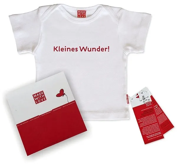 Baby-T-Shirt weiß "Kleines Wunder!", inklusive Geschenkverpackung
