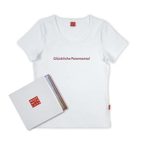 Damen-Shirt: "Glückliche Patentante!", Geschenkverpackung optional