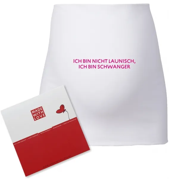 Umstandsmode, Bauchband in 4 Farben "Ich bin nicht launisch, ich bin Schwanger!", inklusive Geschenkverpackung
