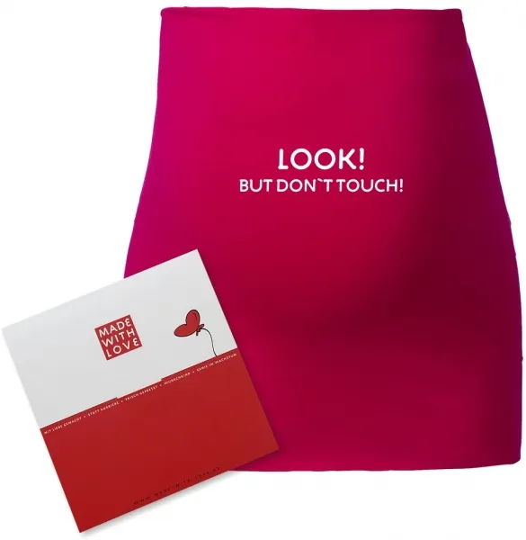 Umstandsmode, Bauchband in 4 Farben "Look! But don`t touch!", inklusive Geschenkverpackung