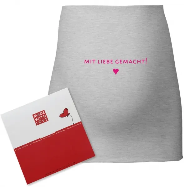 Umstandsmode, Bauchband in 4 Farben "Mit Liebe gemacht!", inklusive Geschenkverpackung