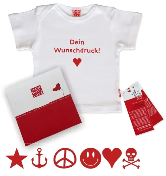 Baby-T-Shirt weiß "Wunschdruck", inklusive Geschenkverpackung