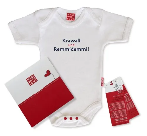 Body Baby weiß "Krawall und Remmidemmi!", inklusive Geschenkverpackung